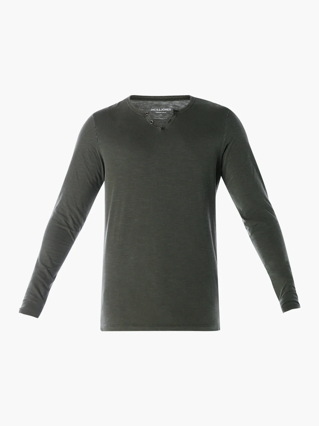 Split Neck Cotton T-shirt - Green - Image 7