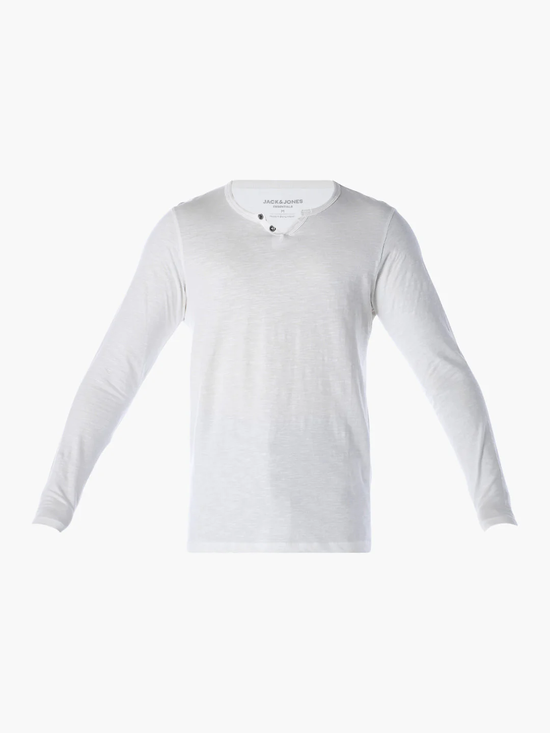 Split Neck Cotton T-shirt - White - Image 7