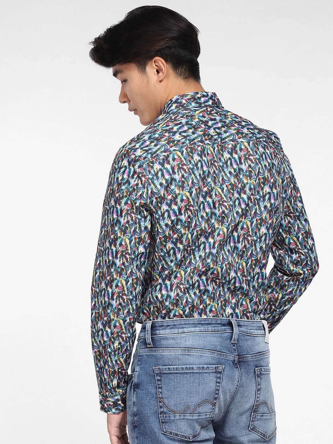 Blue Abstract Print Full Sleeves Shirt - Image 4