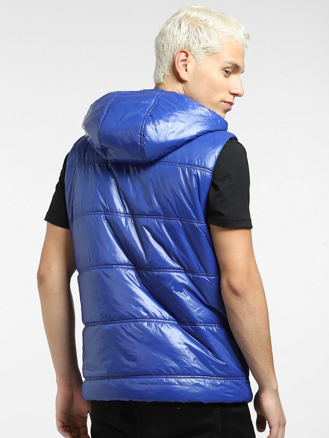 Blue Hooded Puffer Jacket - Image 4