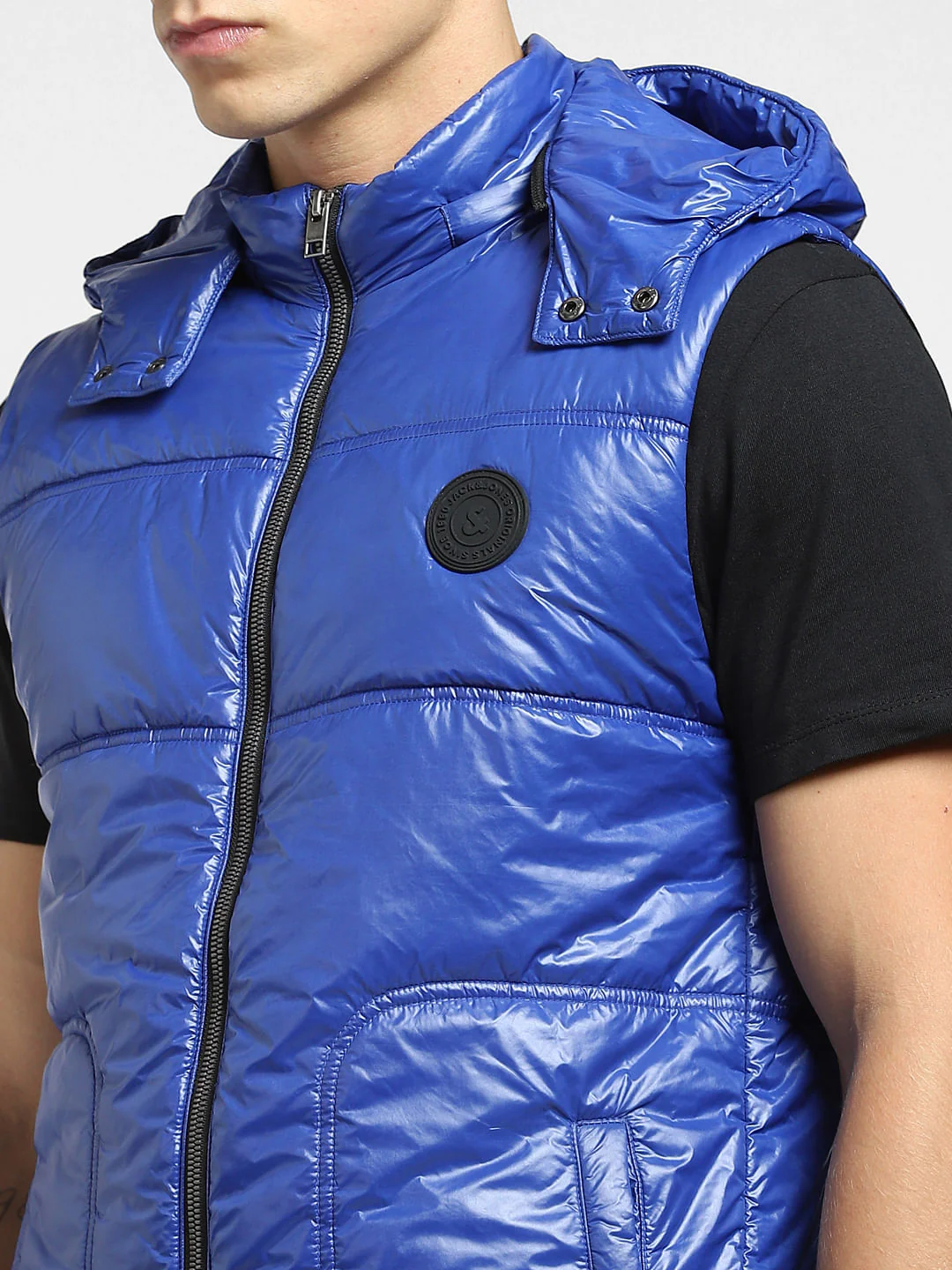 Blue Hooded Puffer Jacket - Image 5