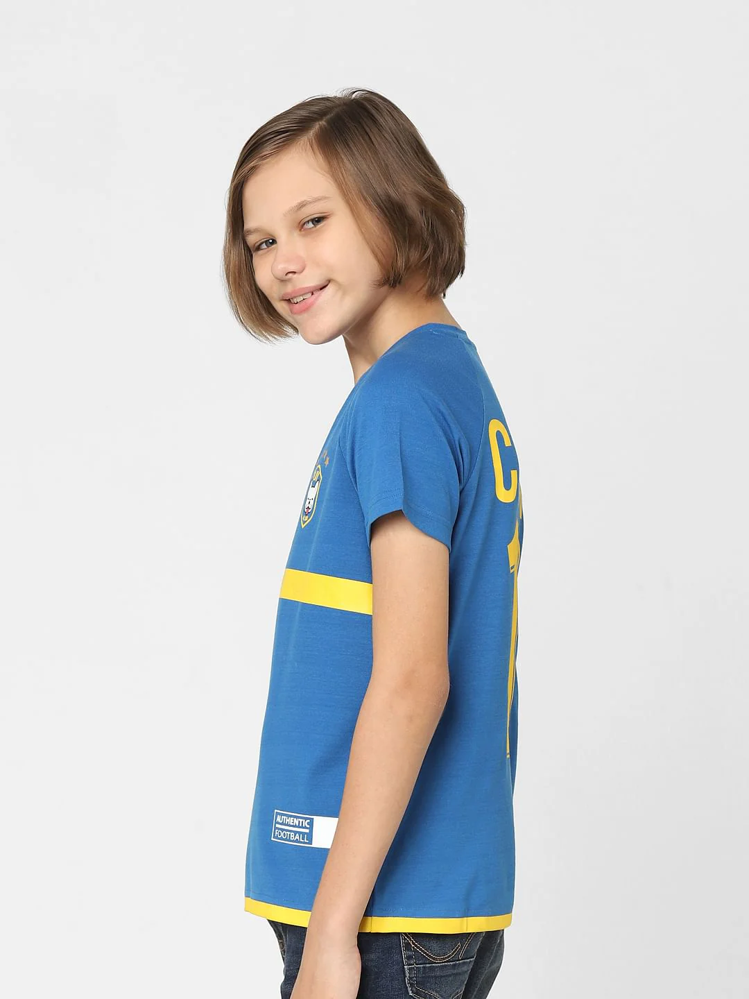 Boys Blue Printed Crew Neck T-shirt - Image 3
