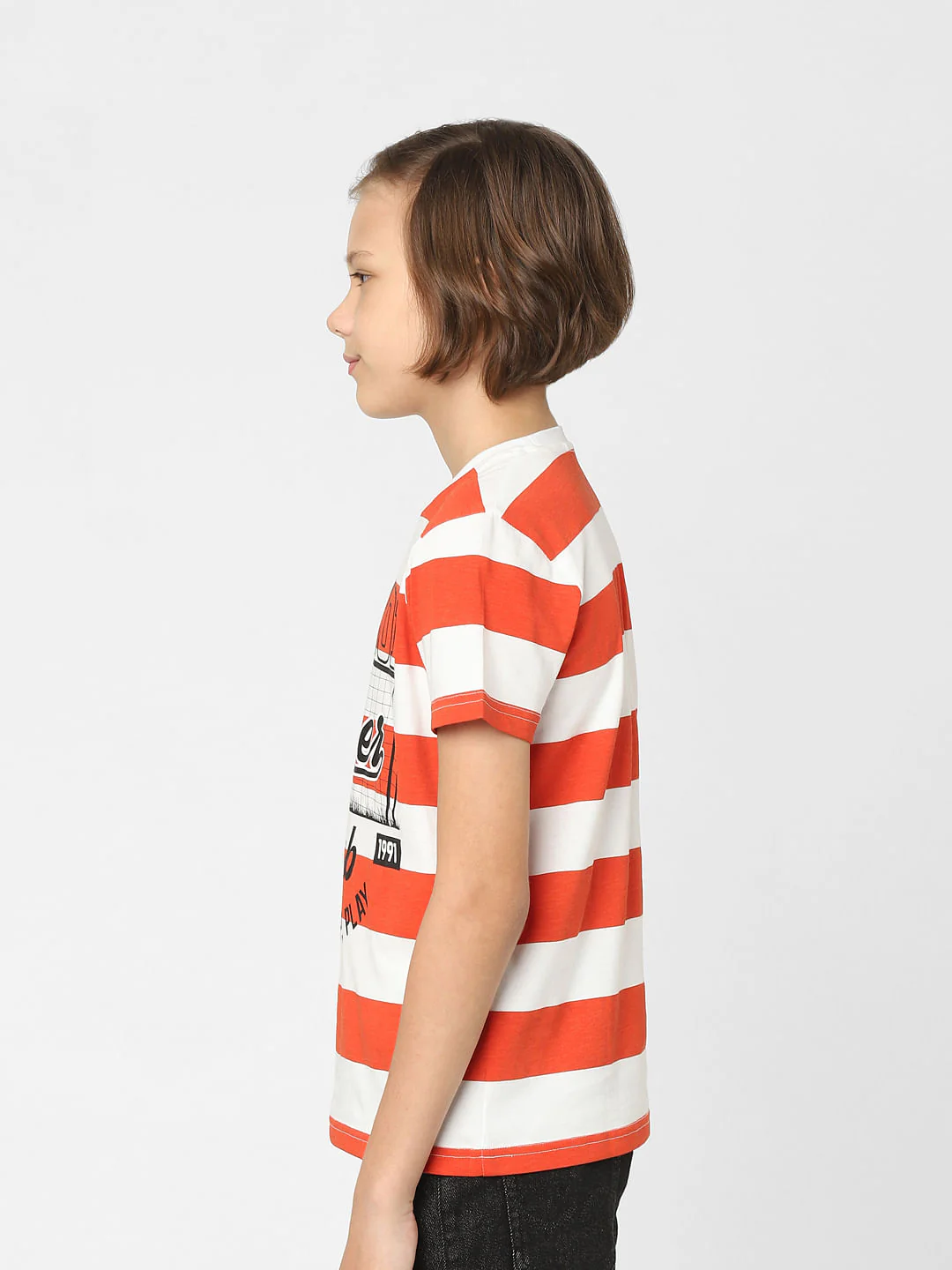 Boys Red Striped Crew Neck T-shirt - Image 3