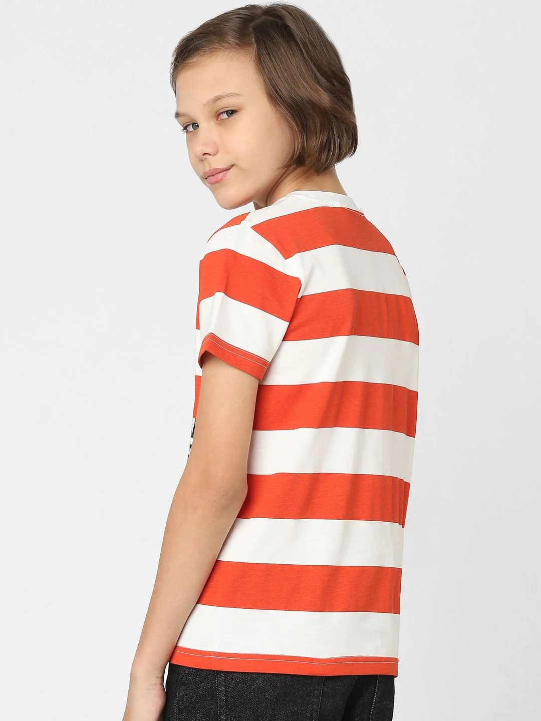 Boys Red Striped Crew Neck T-shirt - Image 4