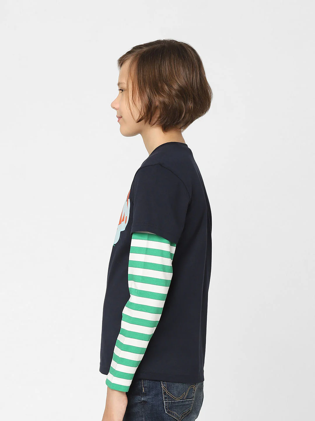 Boys Blue Printed Crew Neck T-shirt - Image 3