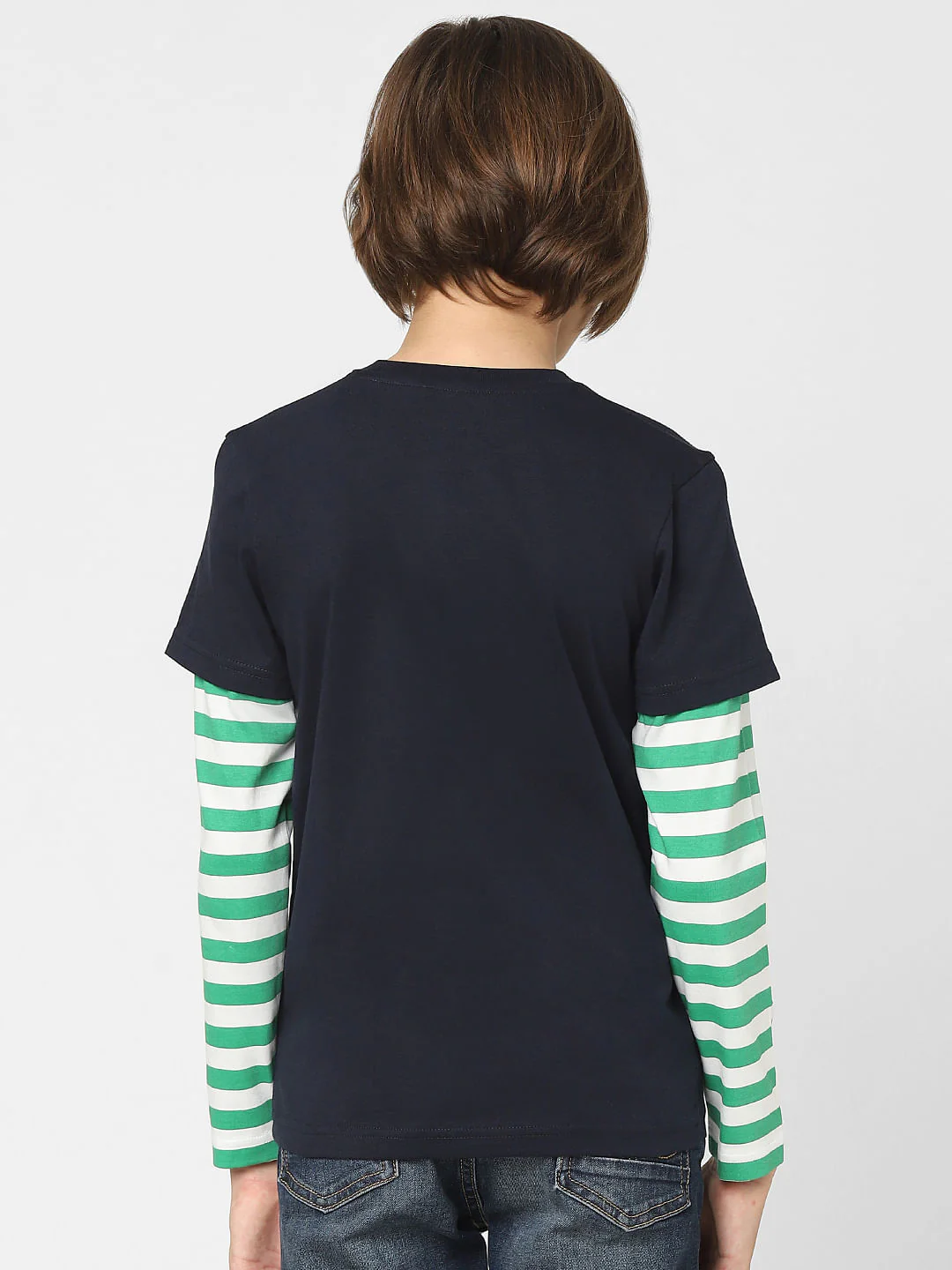 Boys Blue Printed Crew Neck T-shirt - Image 4