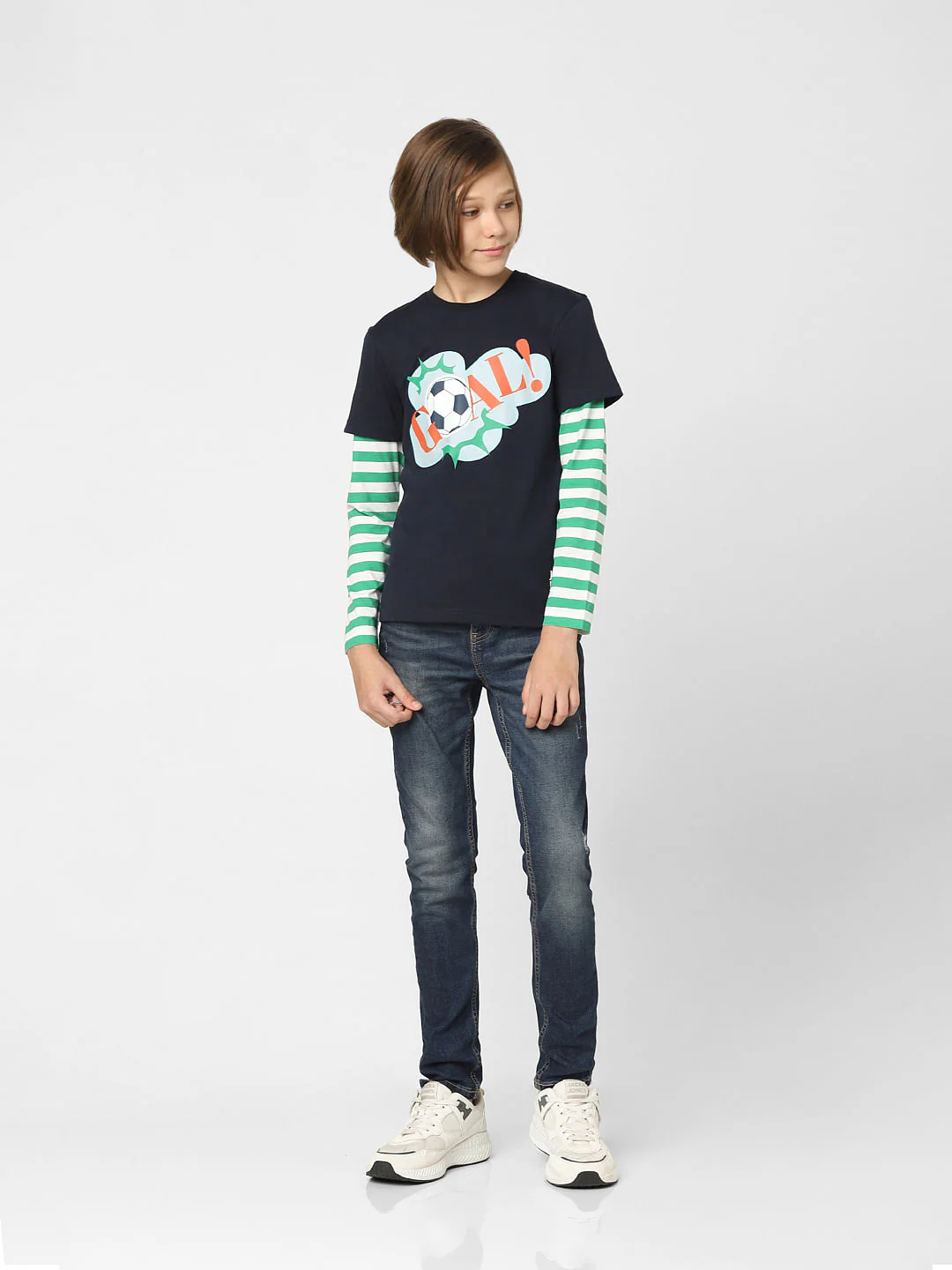 Boys Blue Printed Crew Neck T-shirt - Image 6
