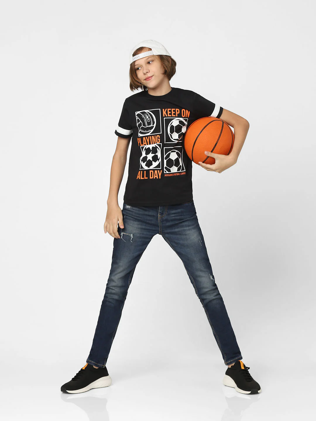 Boys Black Printed Crew Neck T-shirt