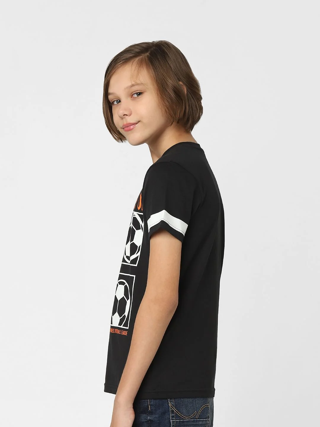 Boys Black Printed Crew Neck T-shirt - Image 3
