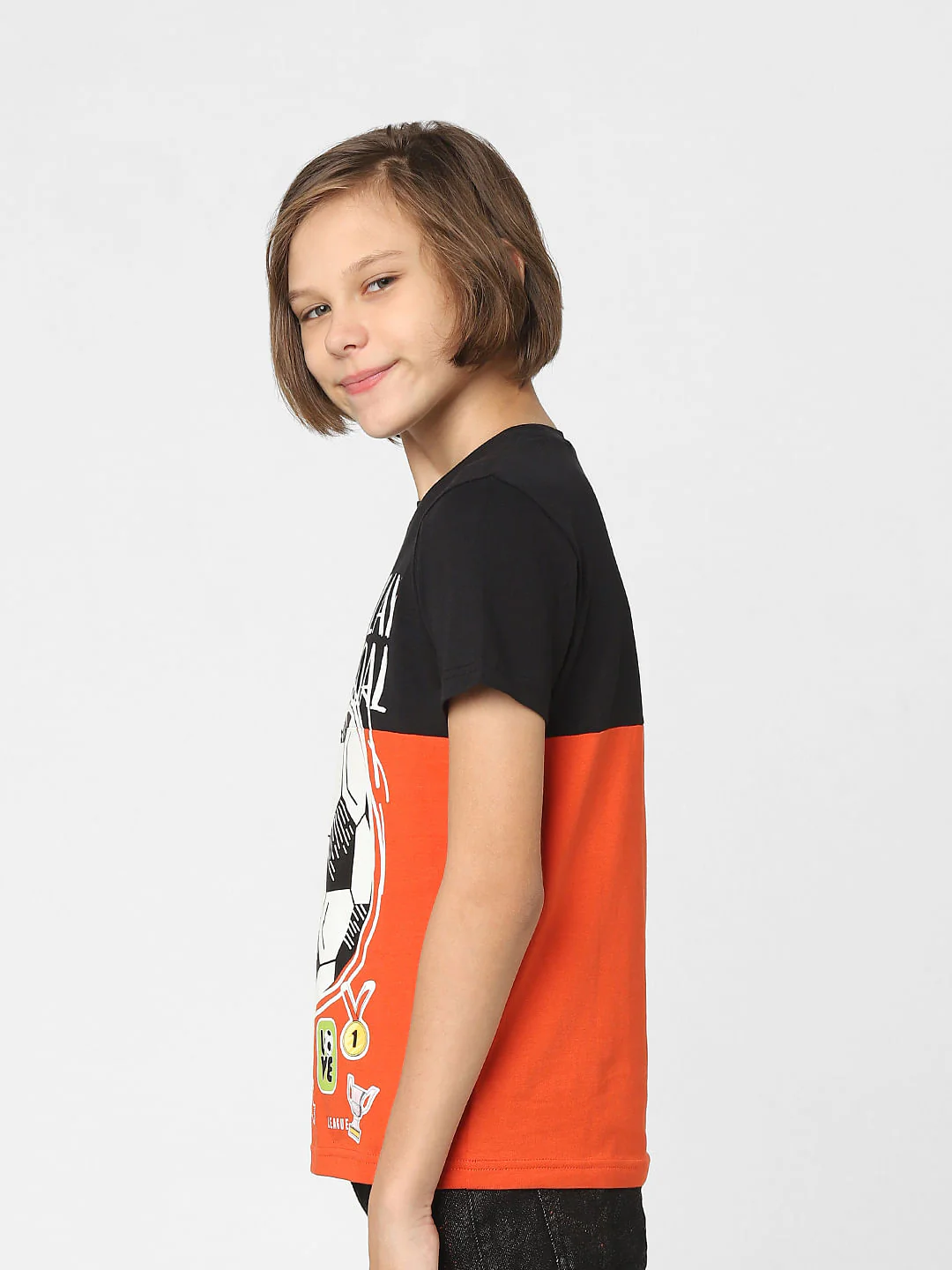 BOYS Red Colourblocked Crew Neck T-shirt - Image 3