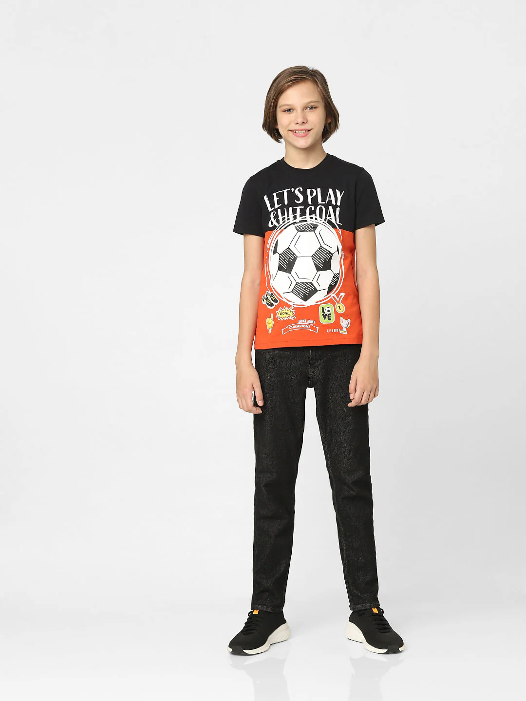 BOYS Red Colourblocked Crew Neck T-shirt - Image 6
