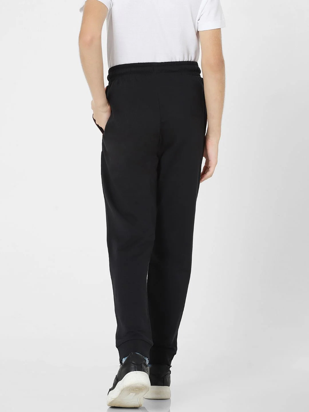 Boys Black Mid Rise Colourblocked Joggers - Image 4