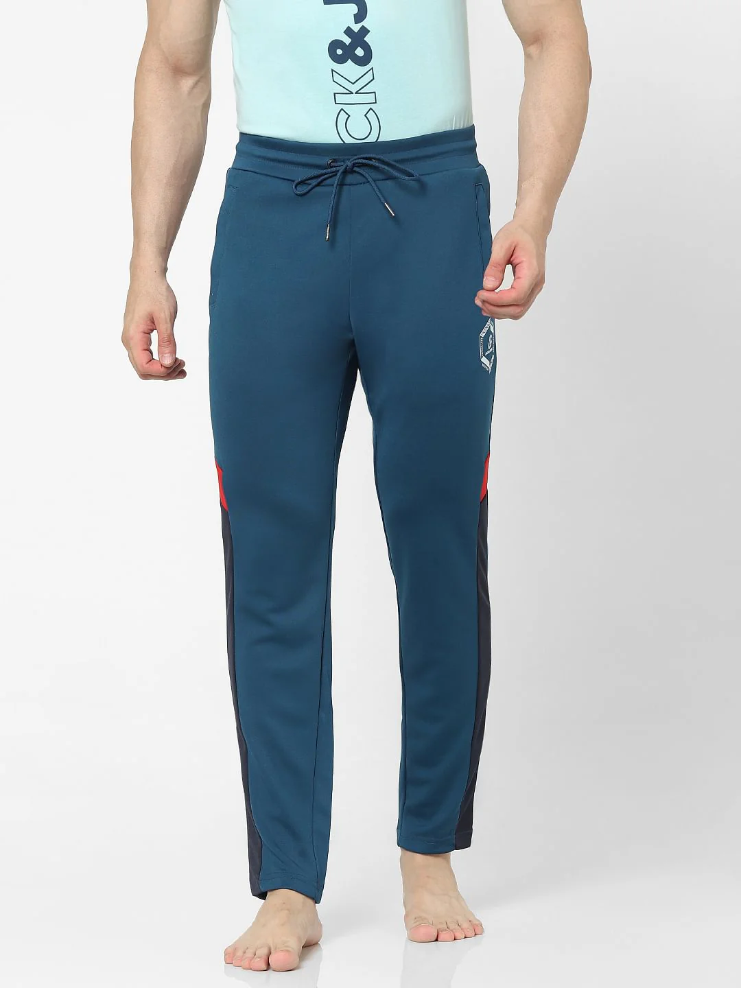 Blue Colourblocked Trackpants