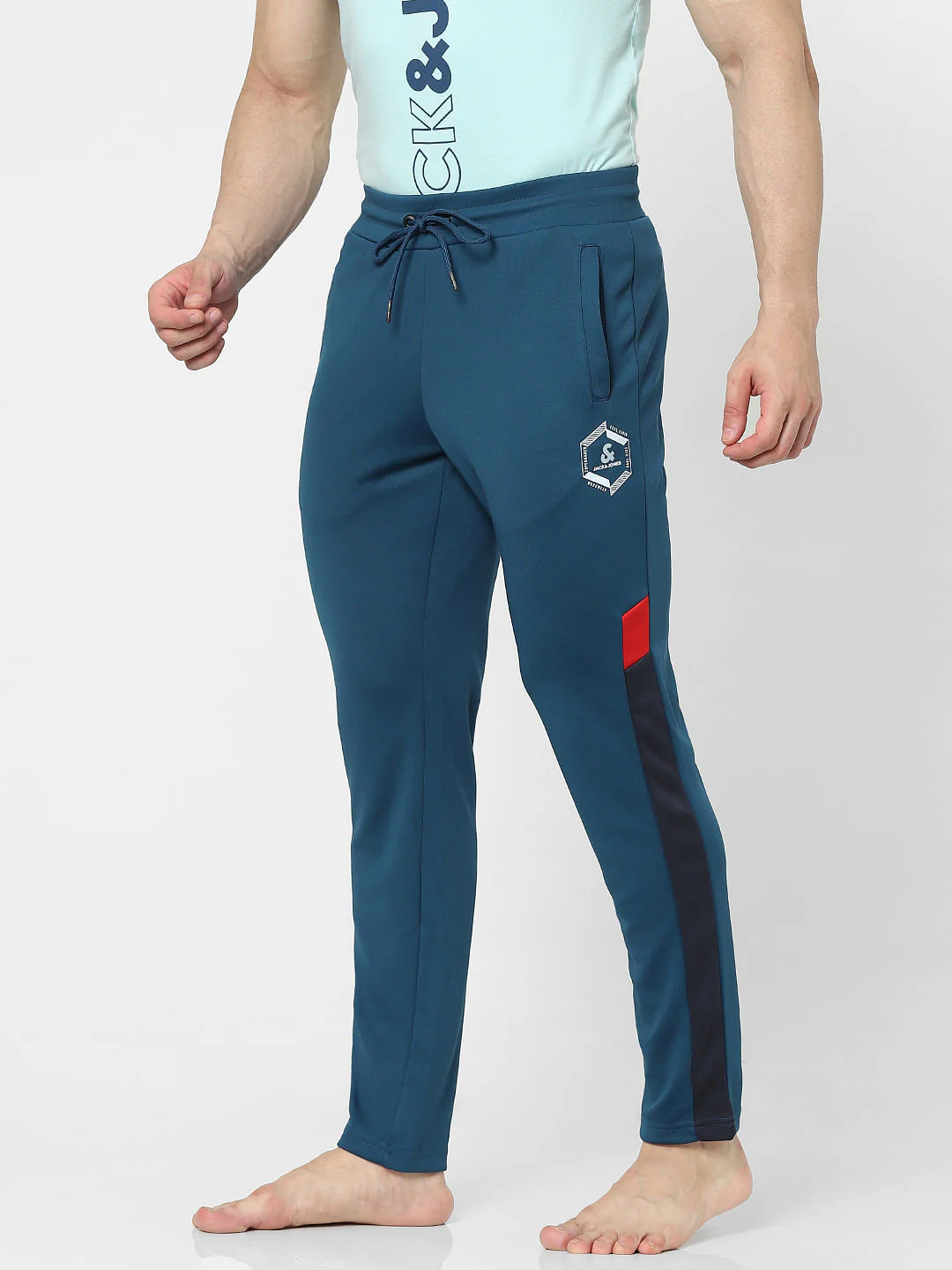 Blue Colourblocked Trackpants - Image 2
