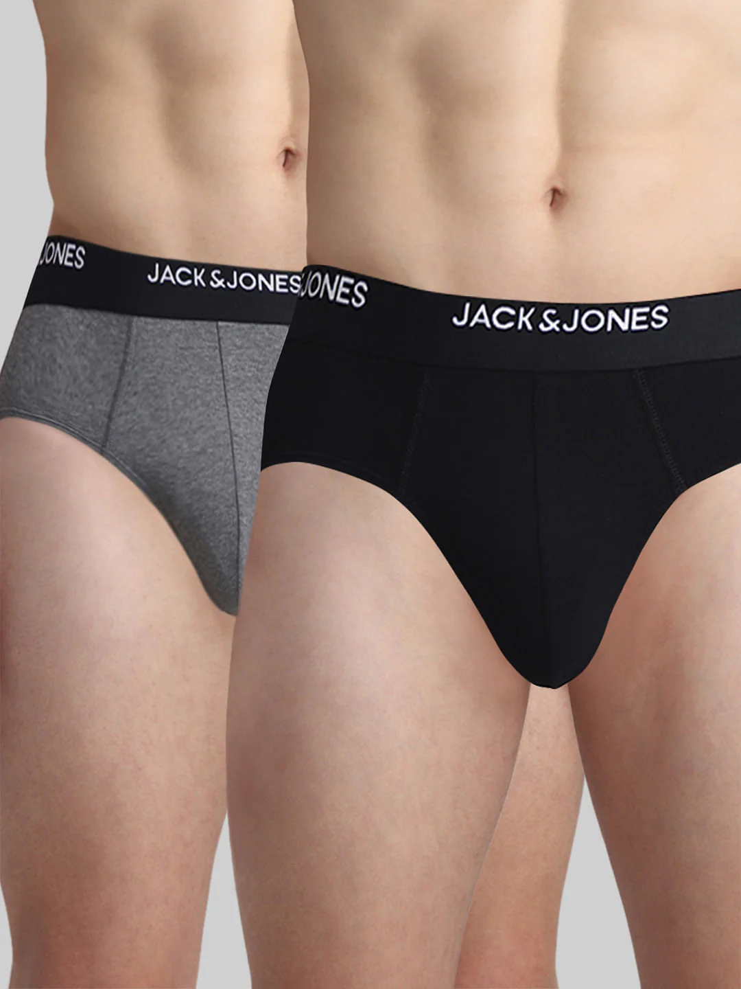 Pack Of 2 Black & Dark Grey Briefs