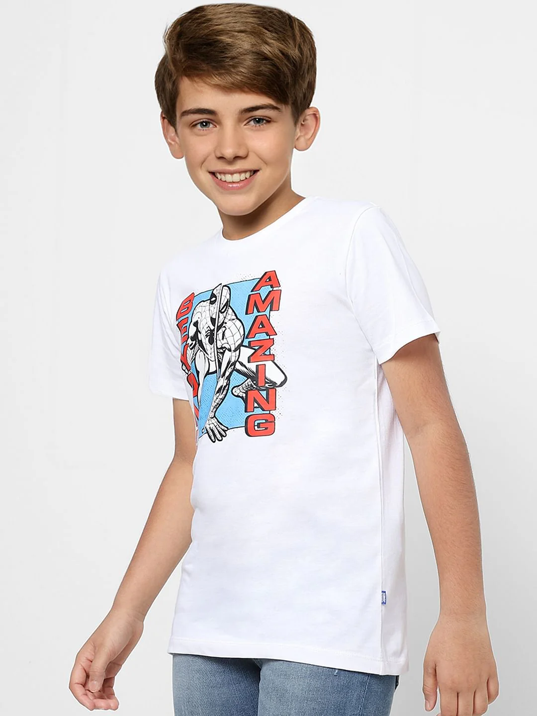 Boys X Marvel White Spider Man Crew Neck T-shirt - Image 3
