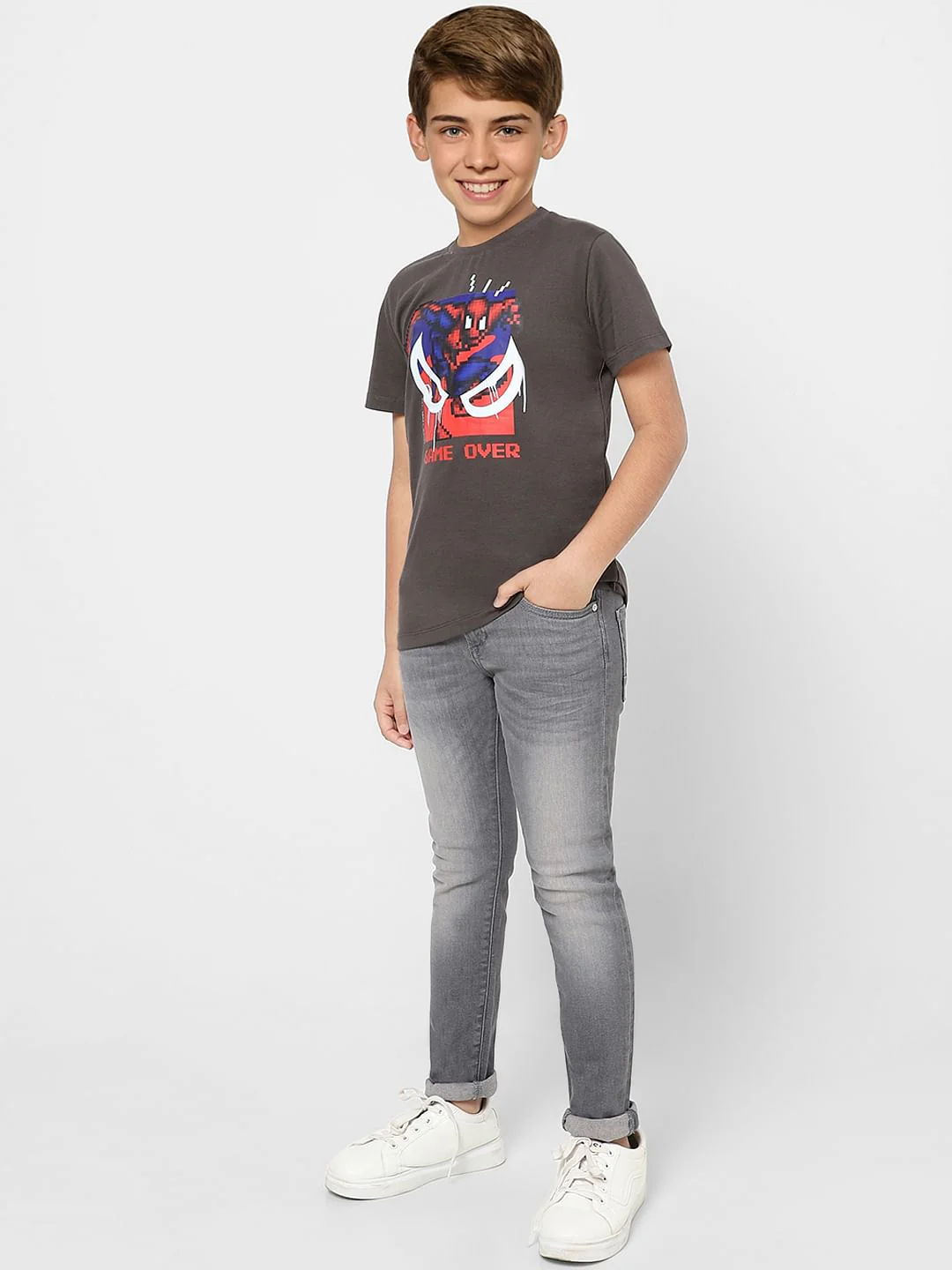 Boys X MARVEL Black Spiderman T-shirt