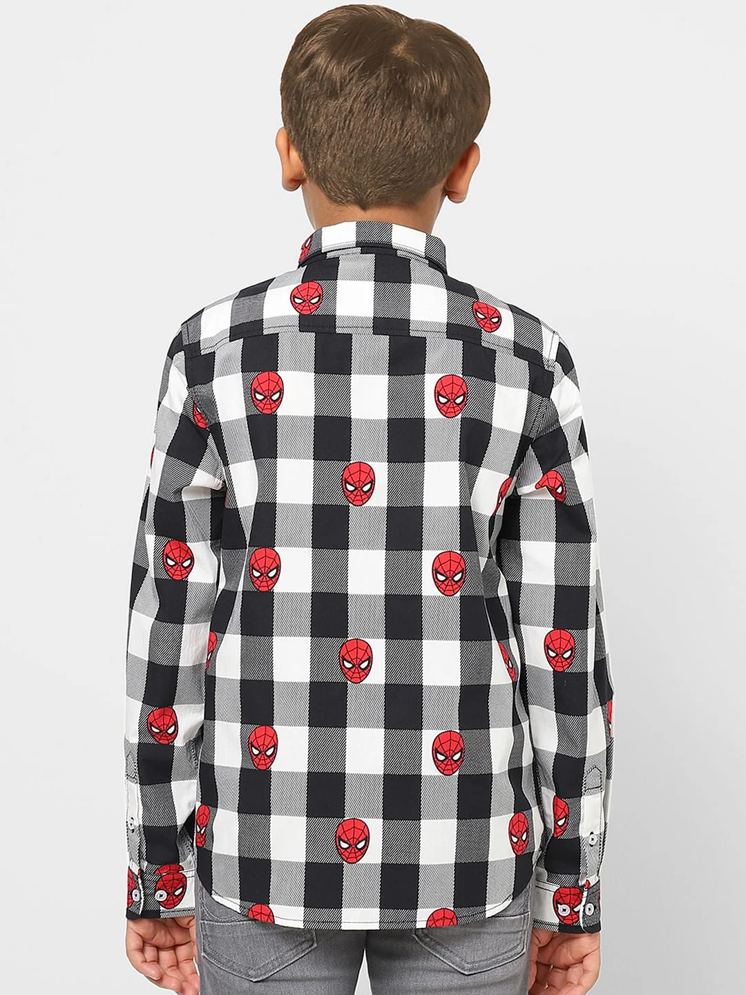 Boys X Marvel Grey Spider Man Full Sleeves Shirt - Image 4