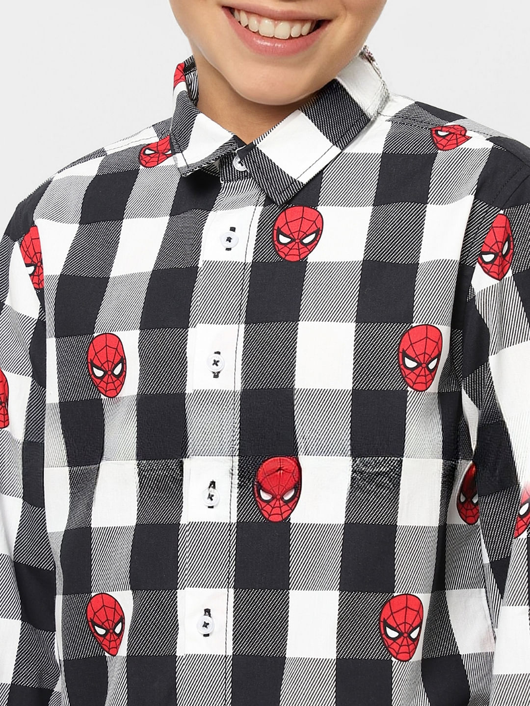 Boys X Marvel Grey Spider Man Full Sleeves Shirt - Image 5