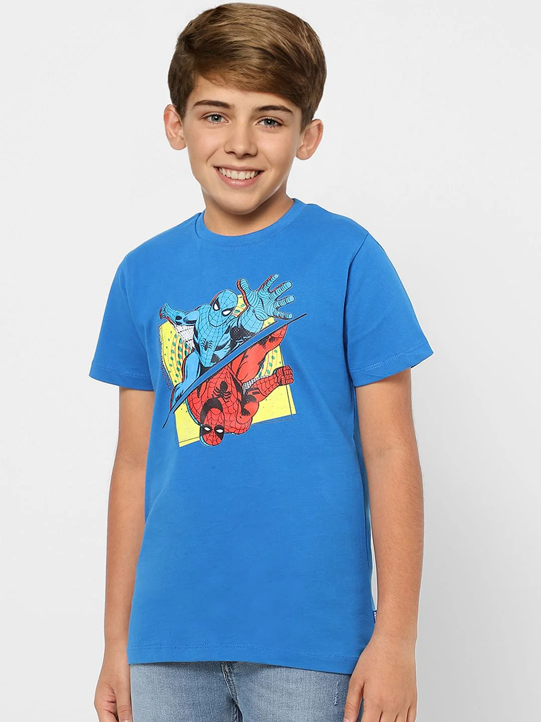 Boys X Marvel Blue Spider Man Crew Neck T-shirt - Image 2