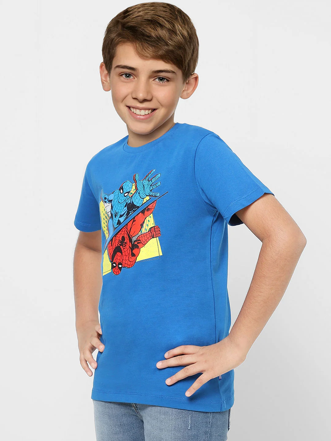 Boys X Marvel Blue Spider Man Crew Neck T-shirt - Image 3