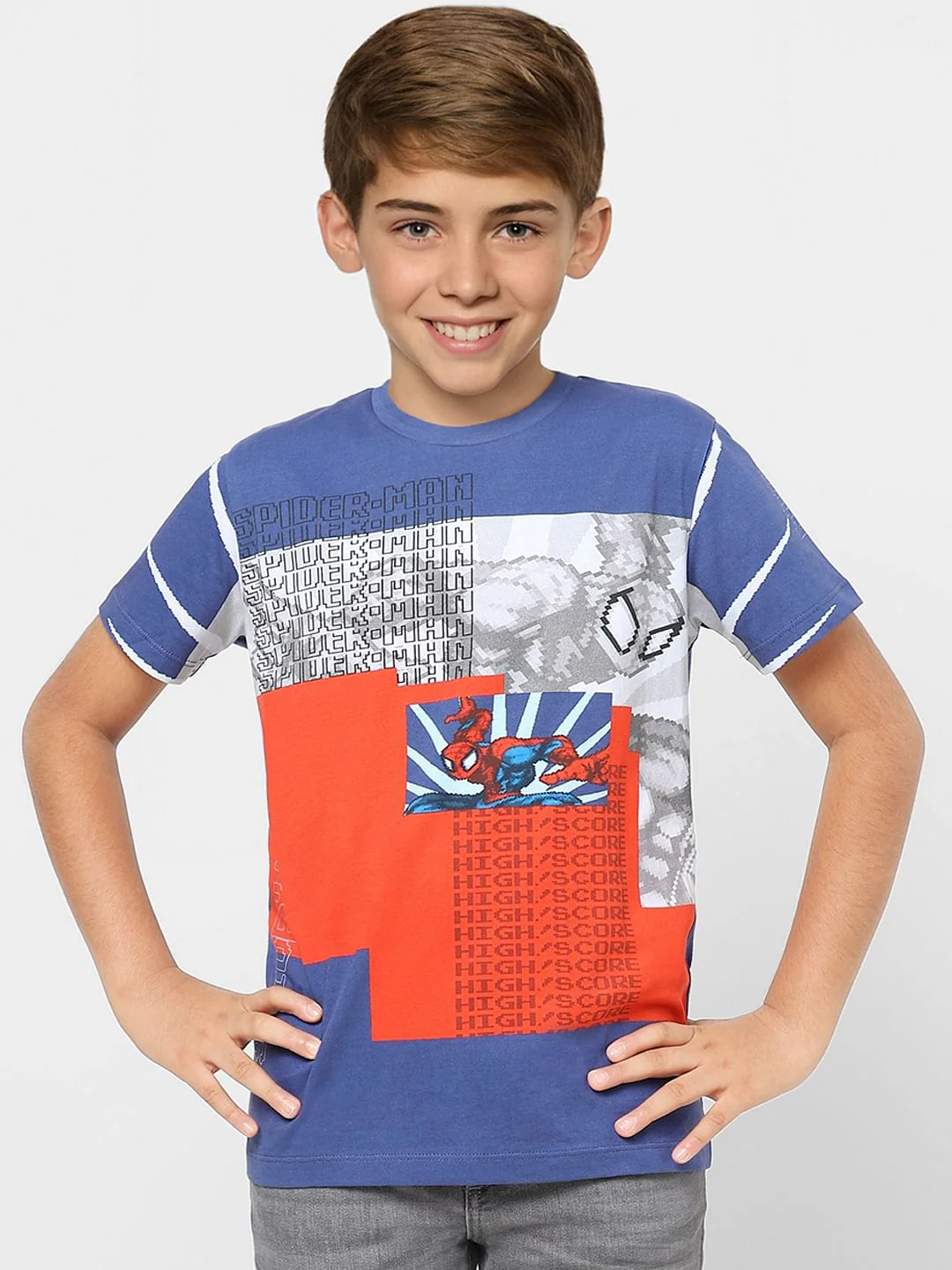 Boys X Marvel Blue Spider Man Crew Neck T-shirt - Image 2