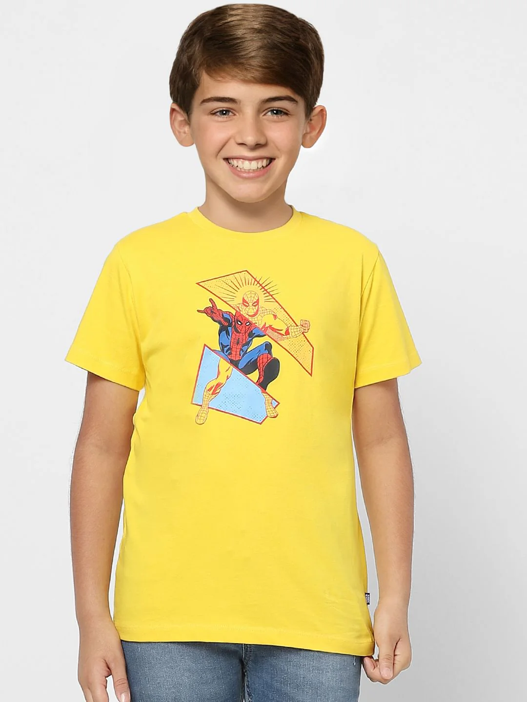 Boys X Marvel Yellow Spider Man Crew Neck T-shirt - Image 2