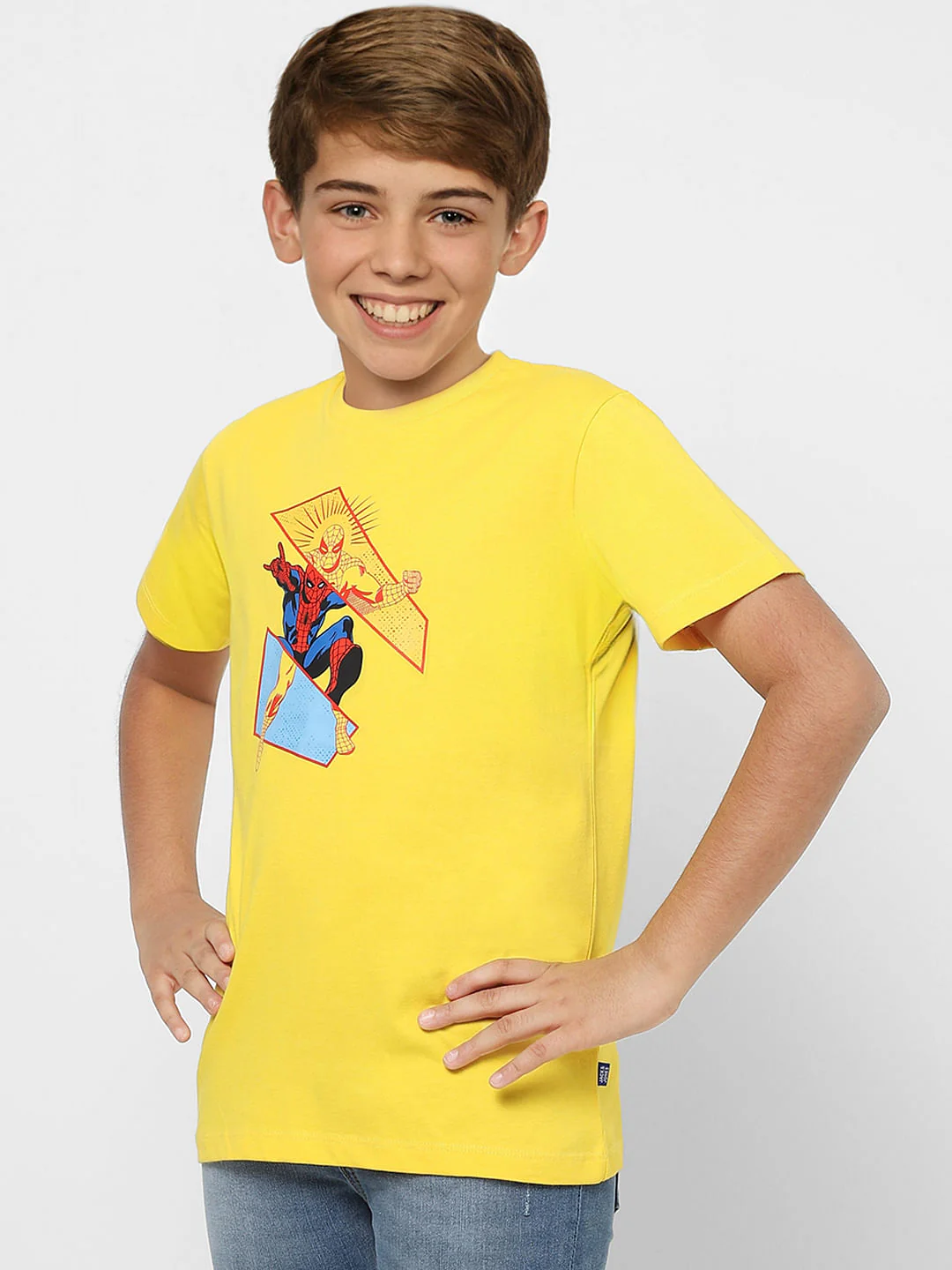 Boys X Marvel Yellow Spider Man Crew Neck T-shirt - Image 3