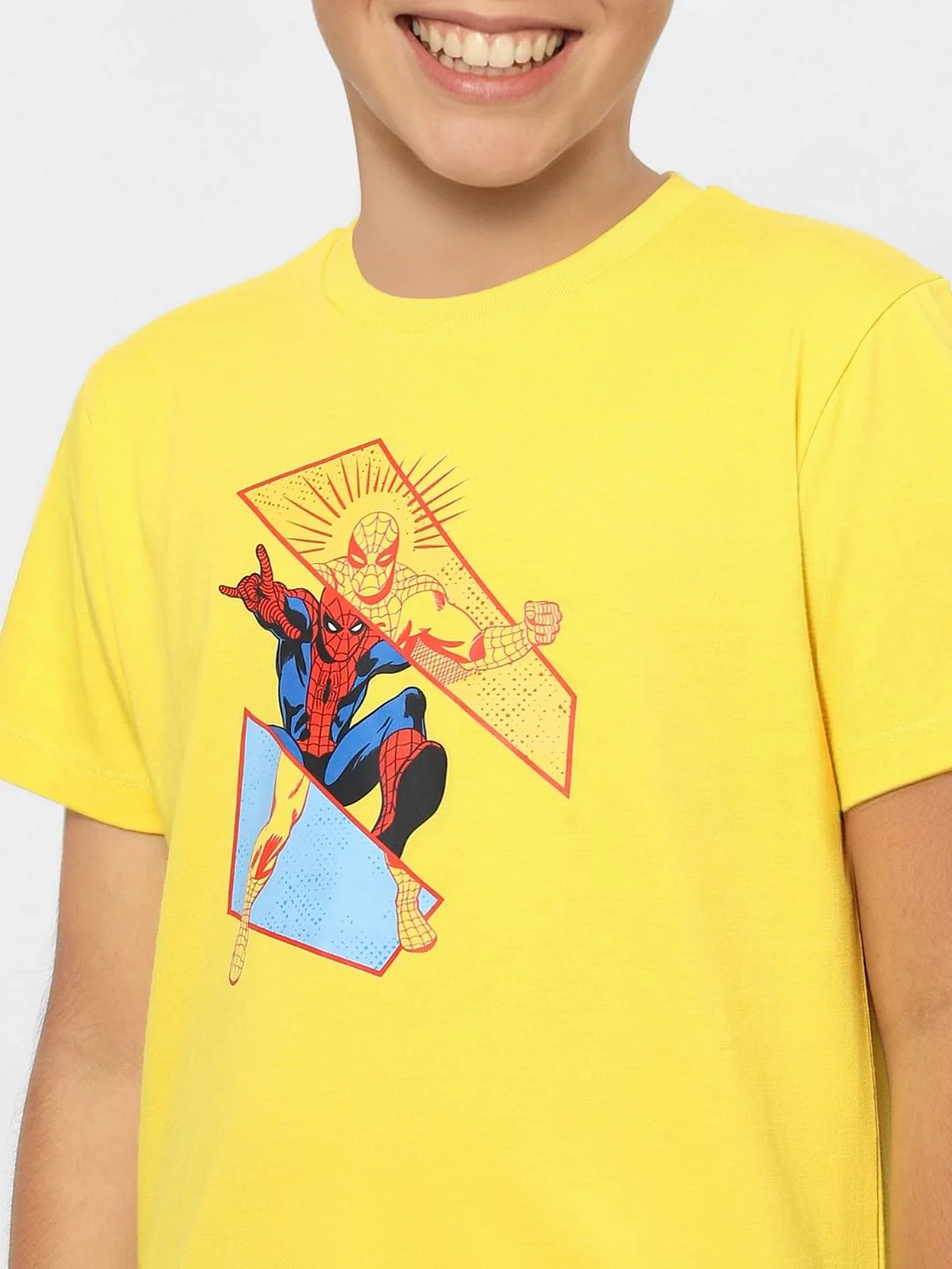 Boys X Marvel Yellow Spider Man Crew Neck T-shirt - Image 5