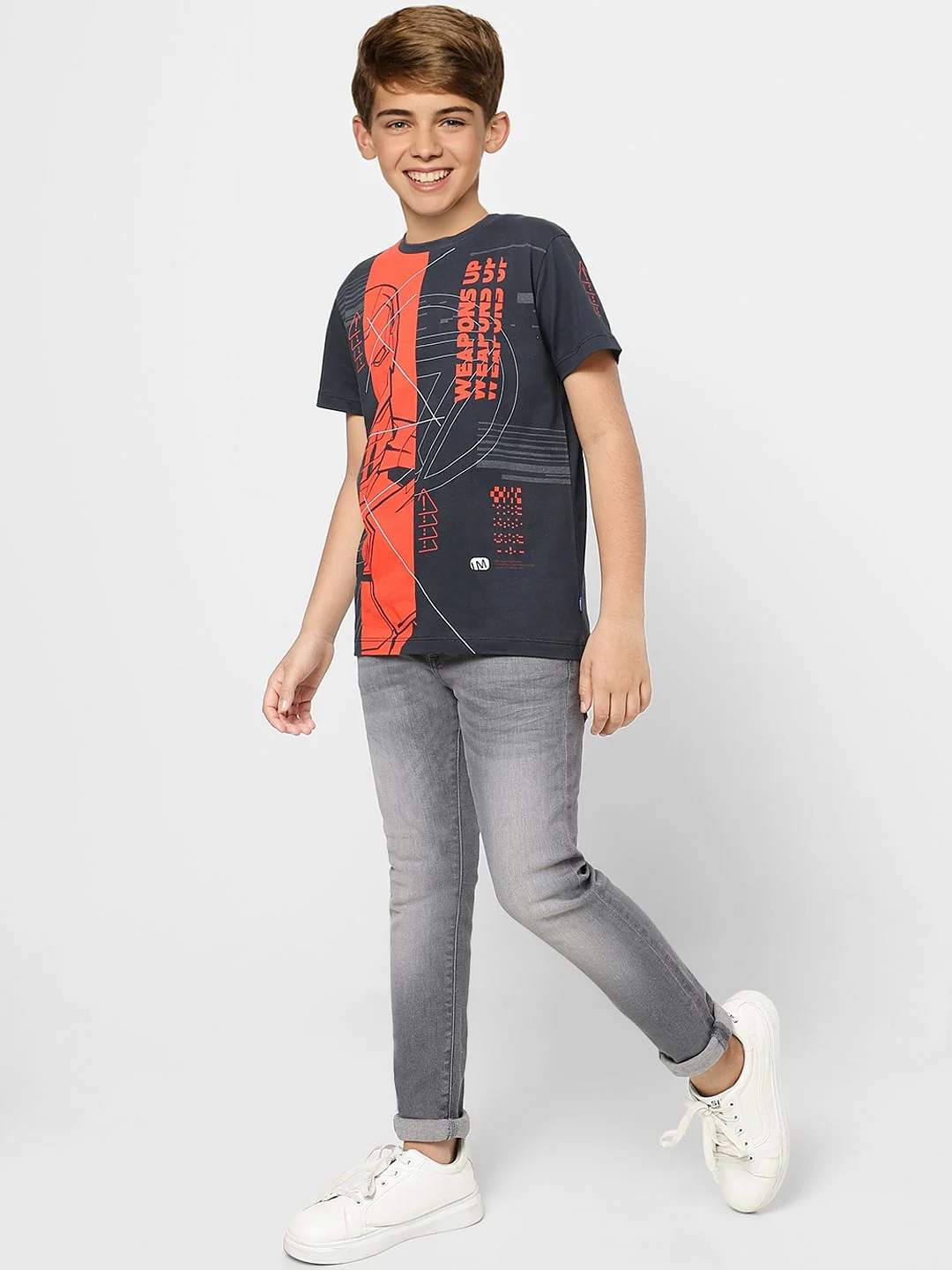 Boys X Marvel Black Iron man  Crew Neck T-shirt
