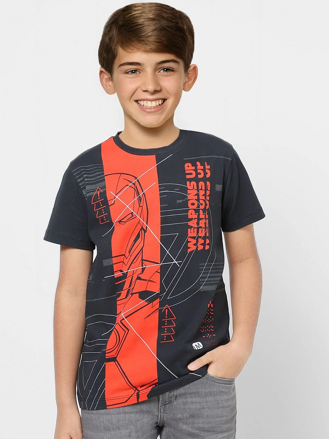 Boys X Marvel Black Iron man  Crew Neck T-shirt - Image 2