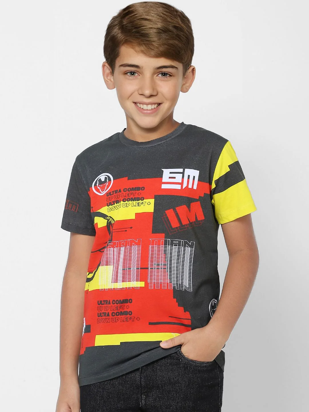 Boys X Marvel Black Iron Man Crew Neck T-shirt - Image 2