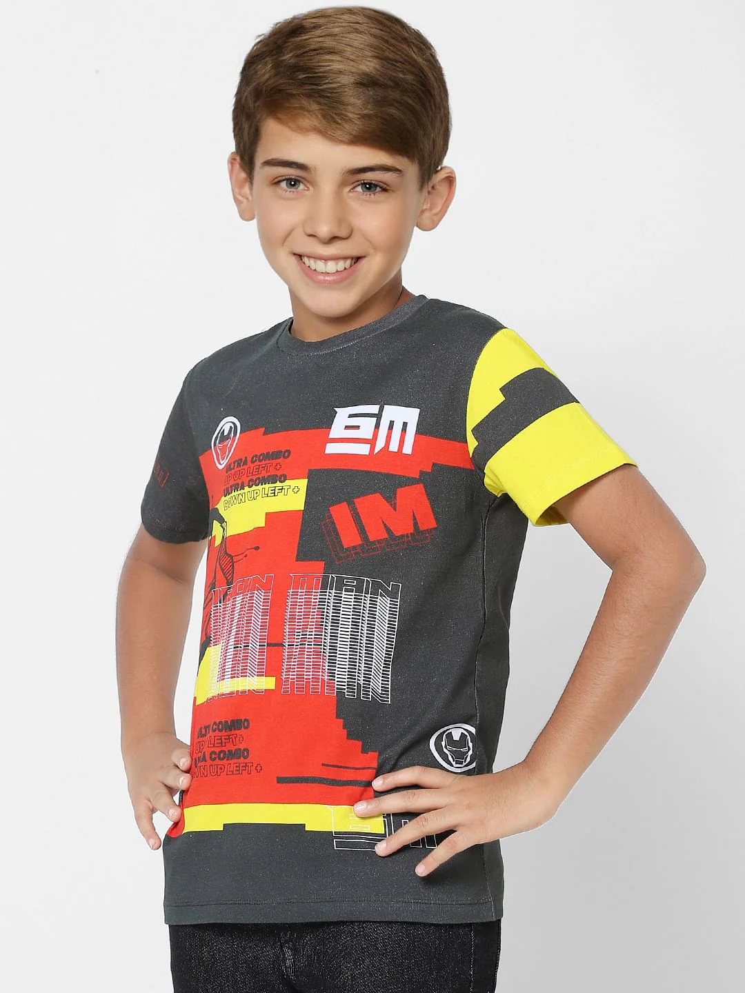 Boys X Marvel Black Iron Man Crew Neck T-shirt - Image 3