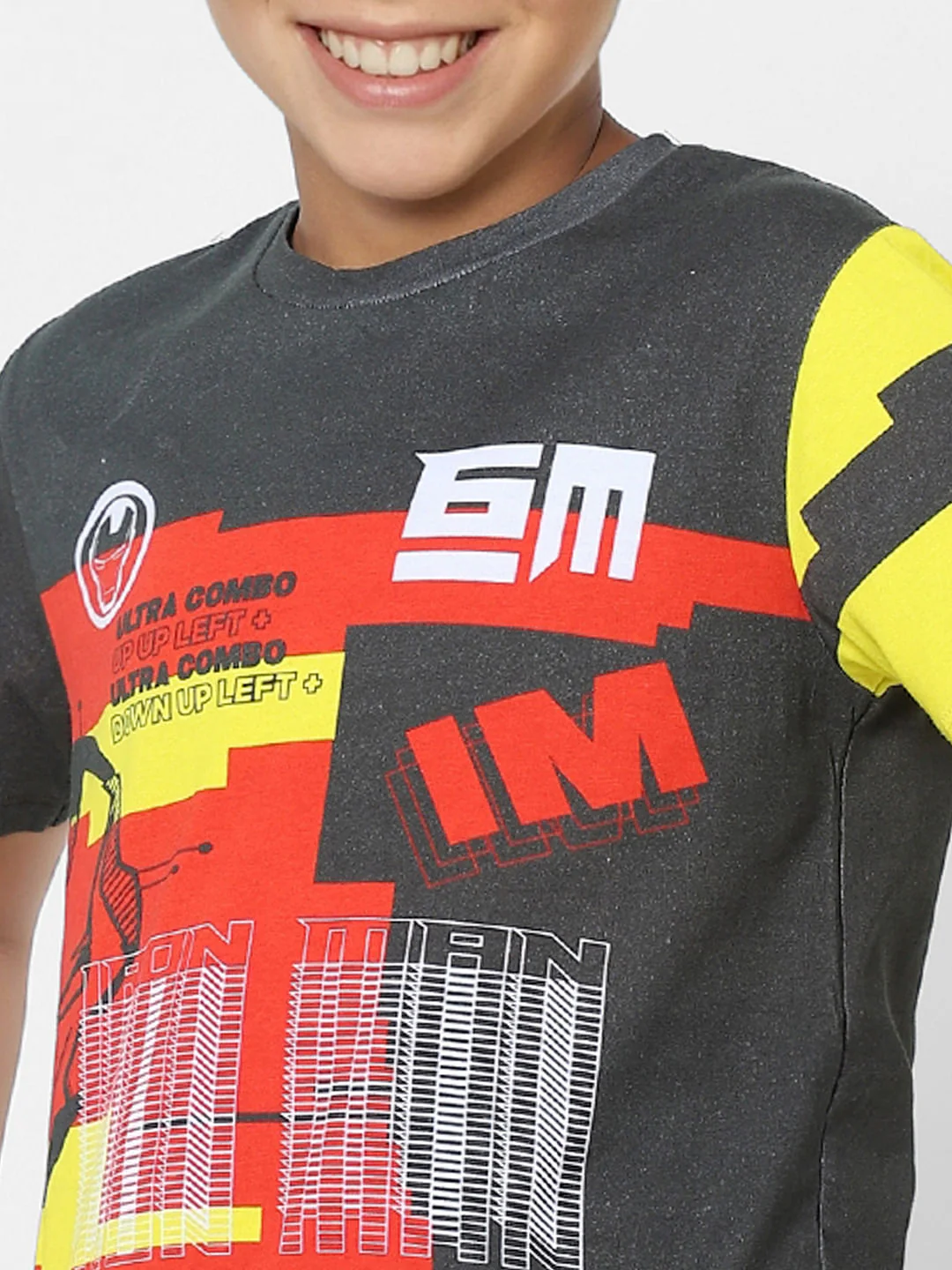 Boys X Marvel Black Iron Man Crew Neck T-shirt - Image 5