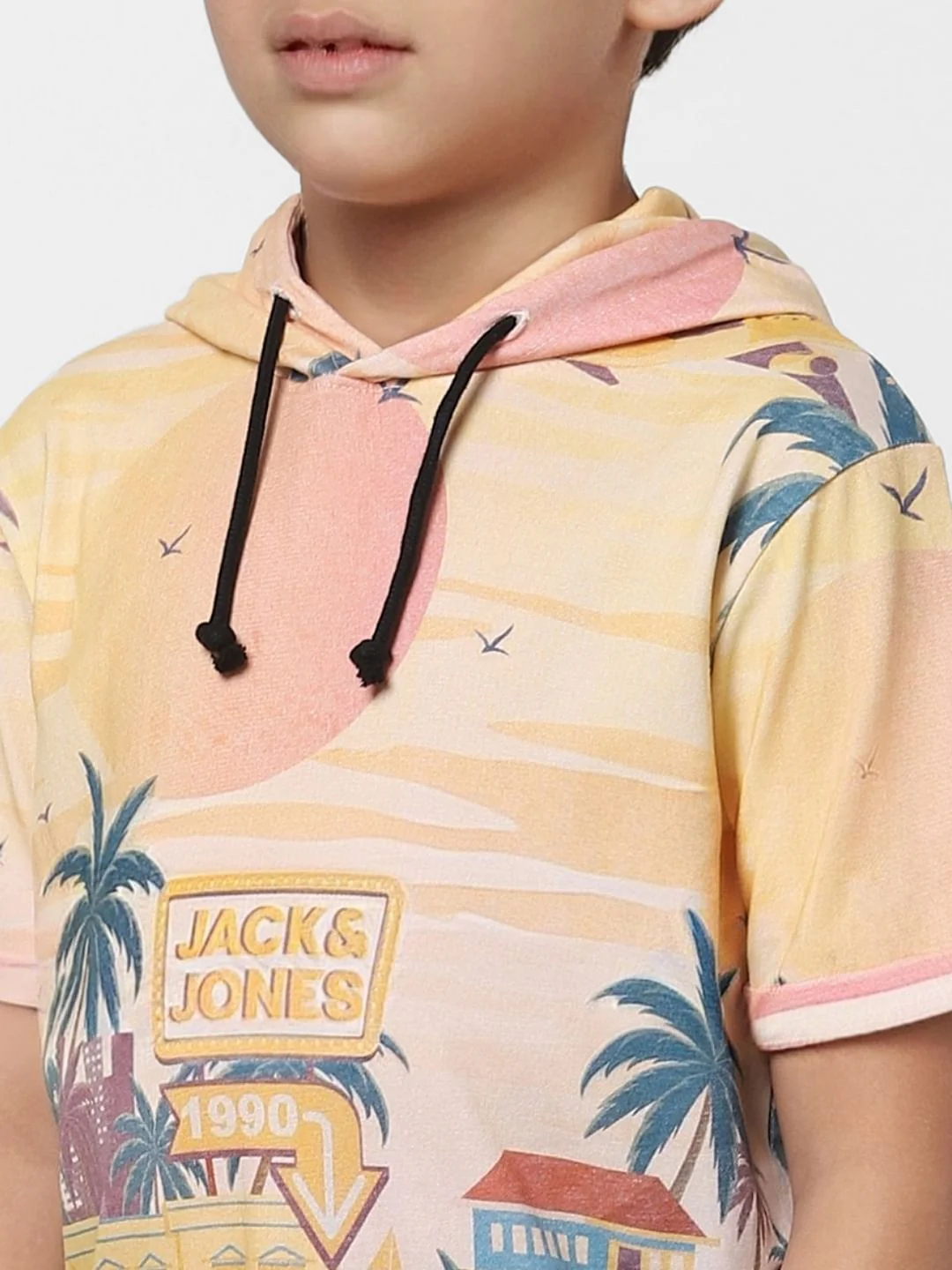 Boys Yellow Hooded Crew Neck T-shirt - Image 4