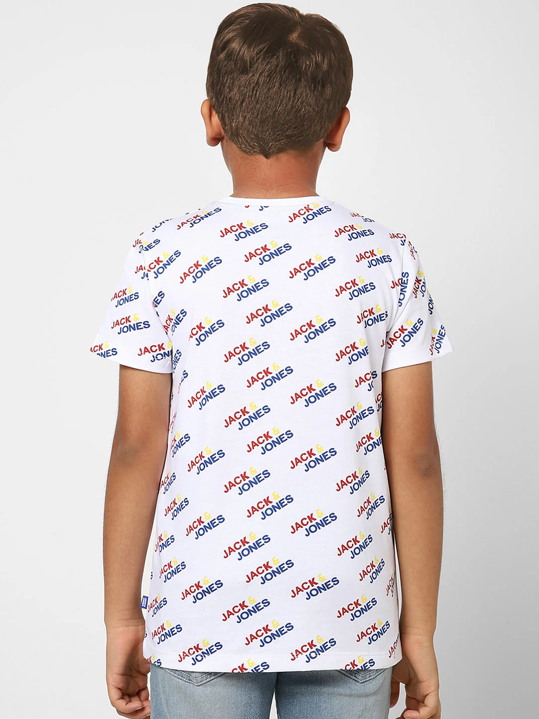 Boys White Logo Graphic Print Crew Neck T-shirt - Image 4