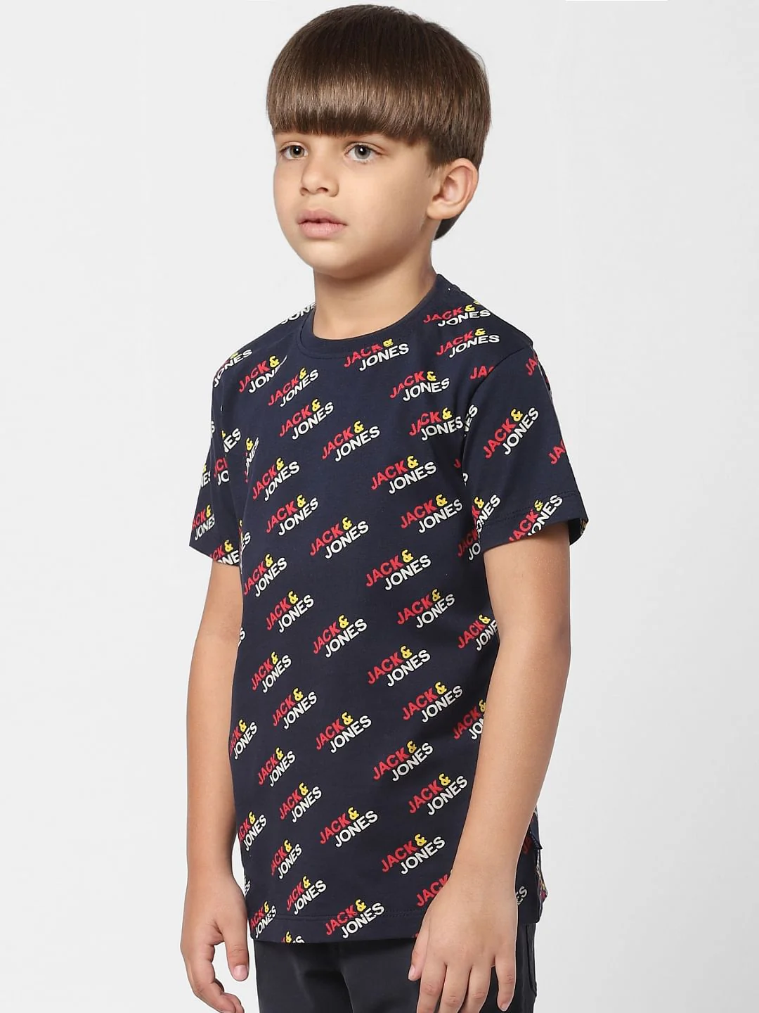 Boys Blue Logo Print Crew Neck T-shirt - Image 2