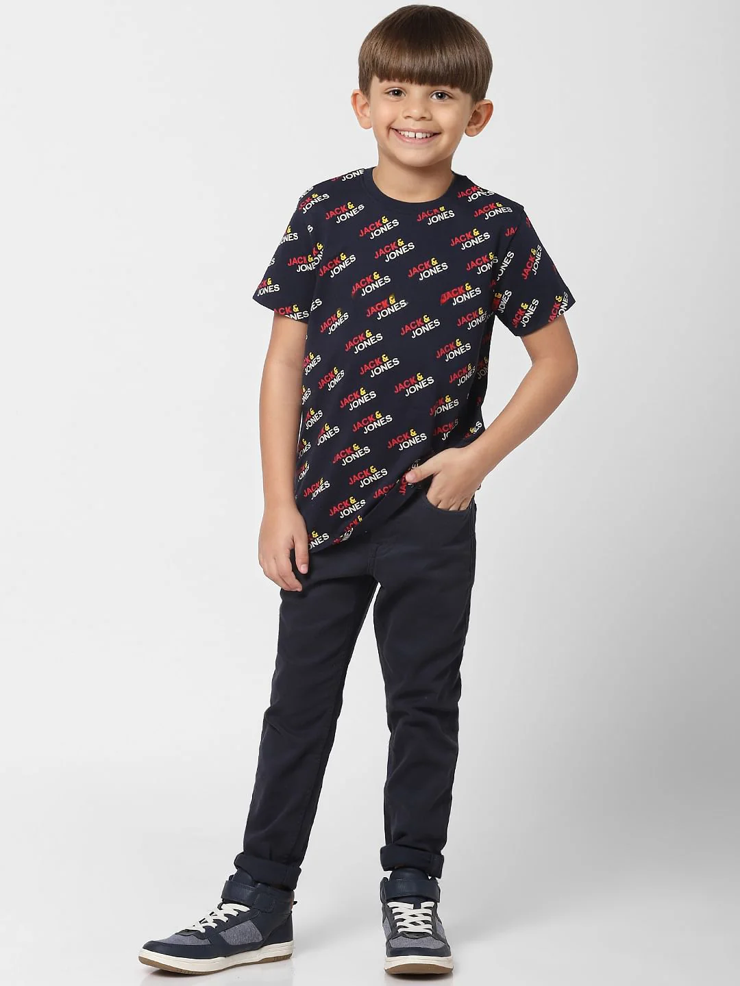 Boys Blue Logo Print Crew Neck T-shirt - Image 5