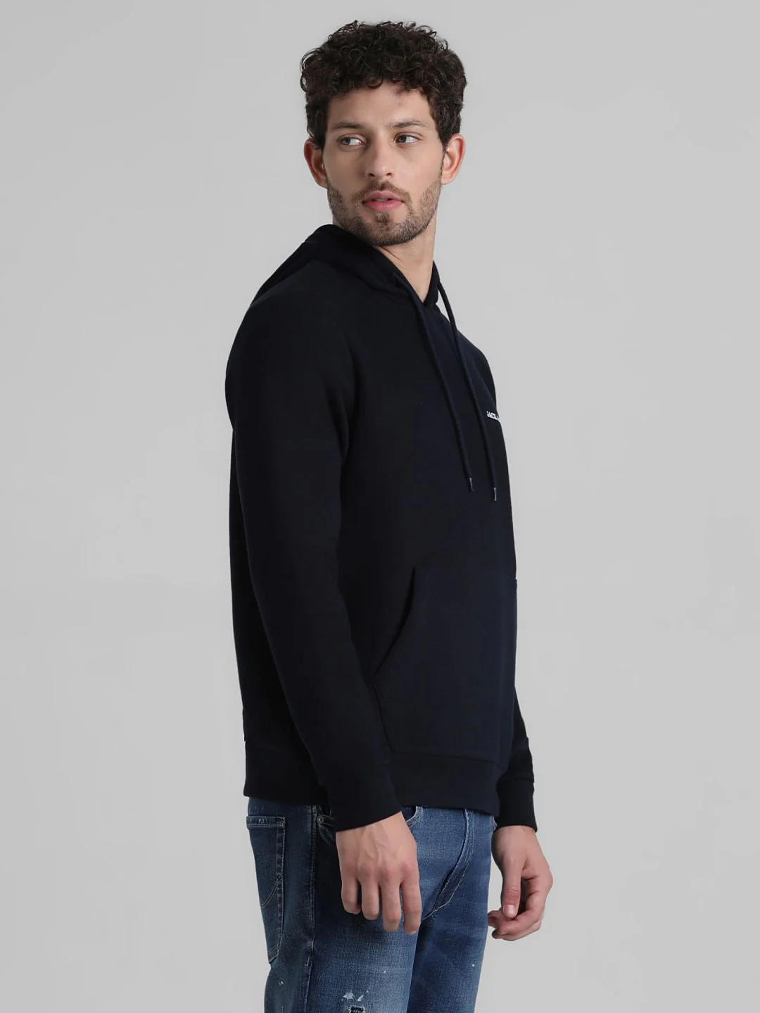 Blue Logo Print Hooded Sweatshirt - Image 3
