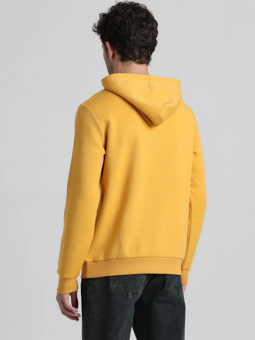 Yellow Logo Print Hooded Sweatshirt - Image 4