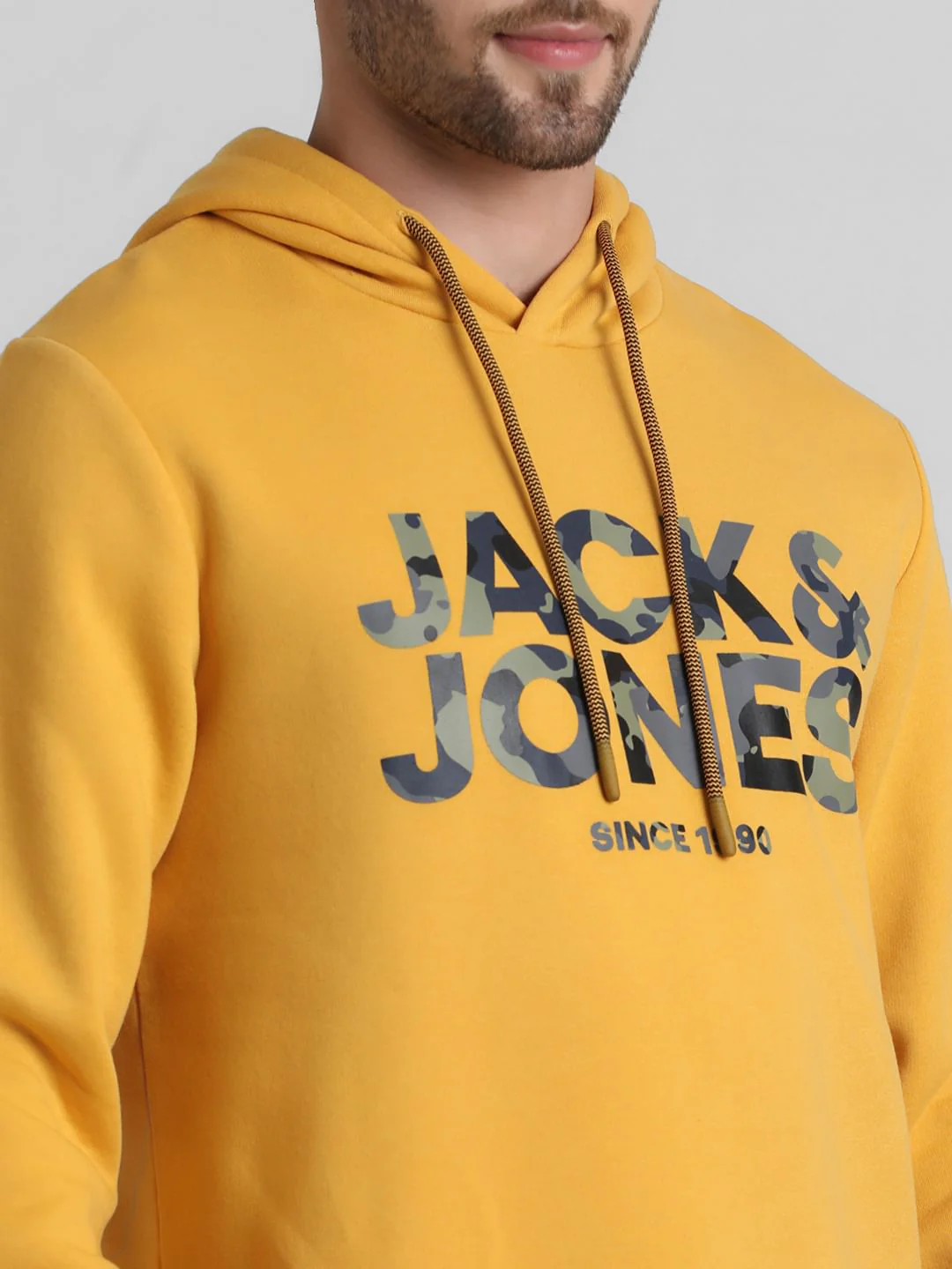 Yellow Logo Print Hooded Sweatshirt - Image 5
