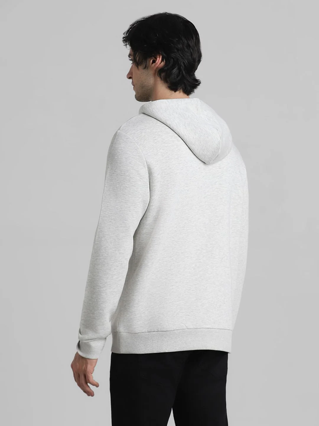White Melange Hooded Sweatshirt - Image 4