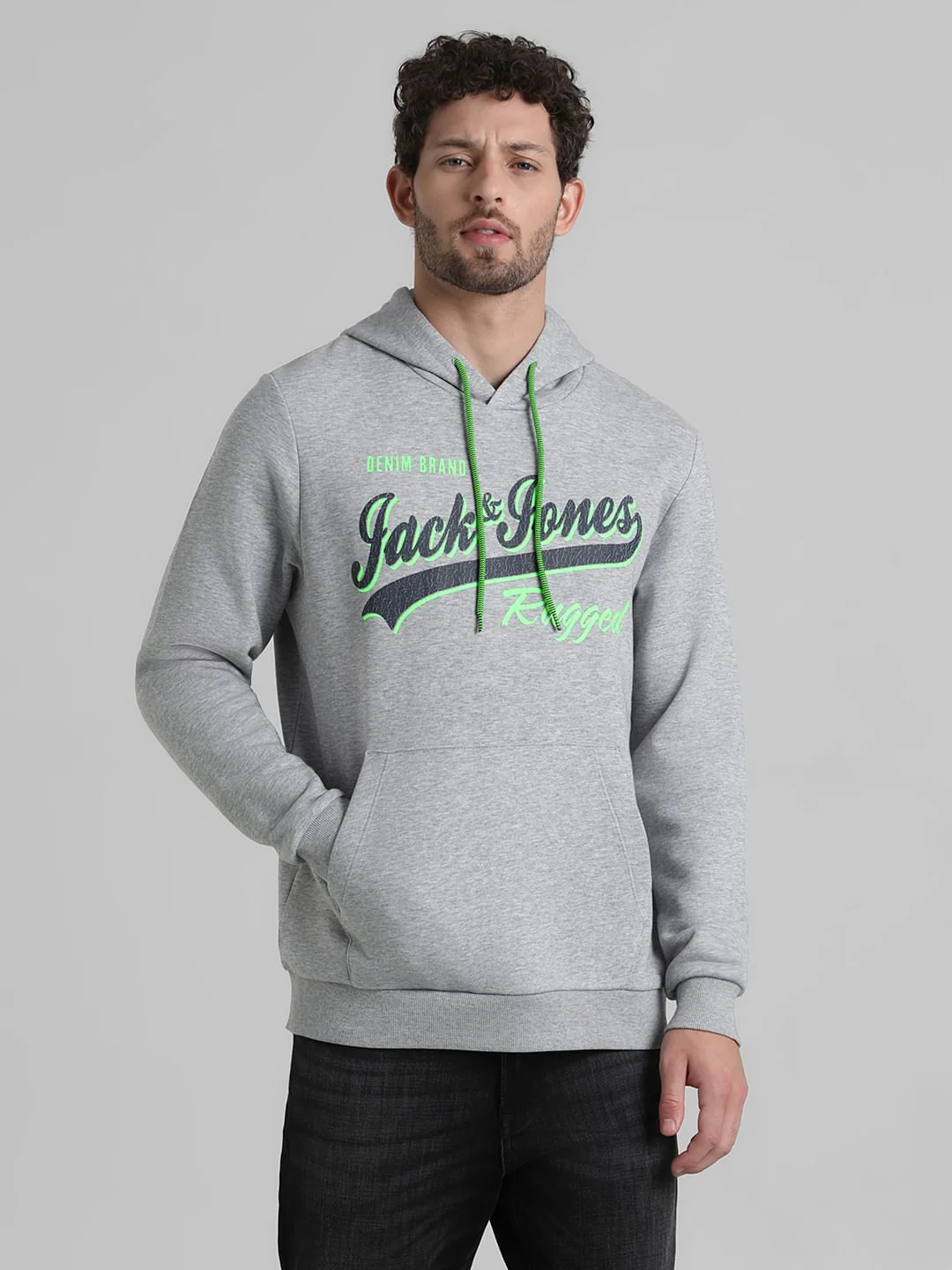 Grey Logo Print Hooded Sweatshirt - Image 2