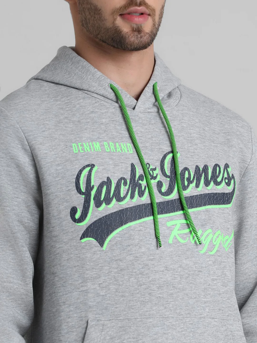 Grey Logo Print Hooded Sweatshirt - Image 5