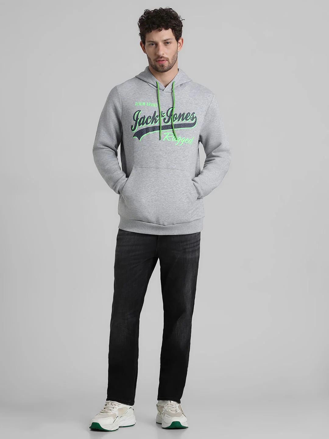 Grey Logo Print Hooded Sweatshirt - Image 6