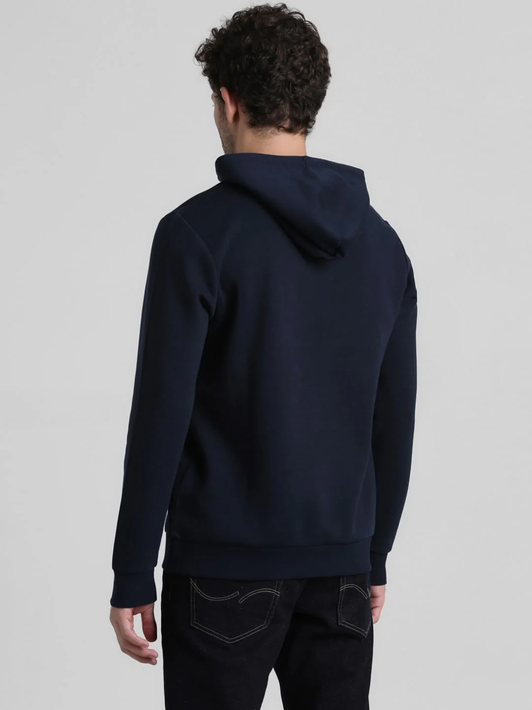 Navy Logo Print Hooded Sweatshirt - Image 4