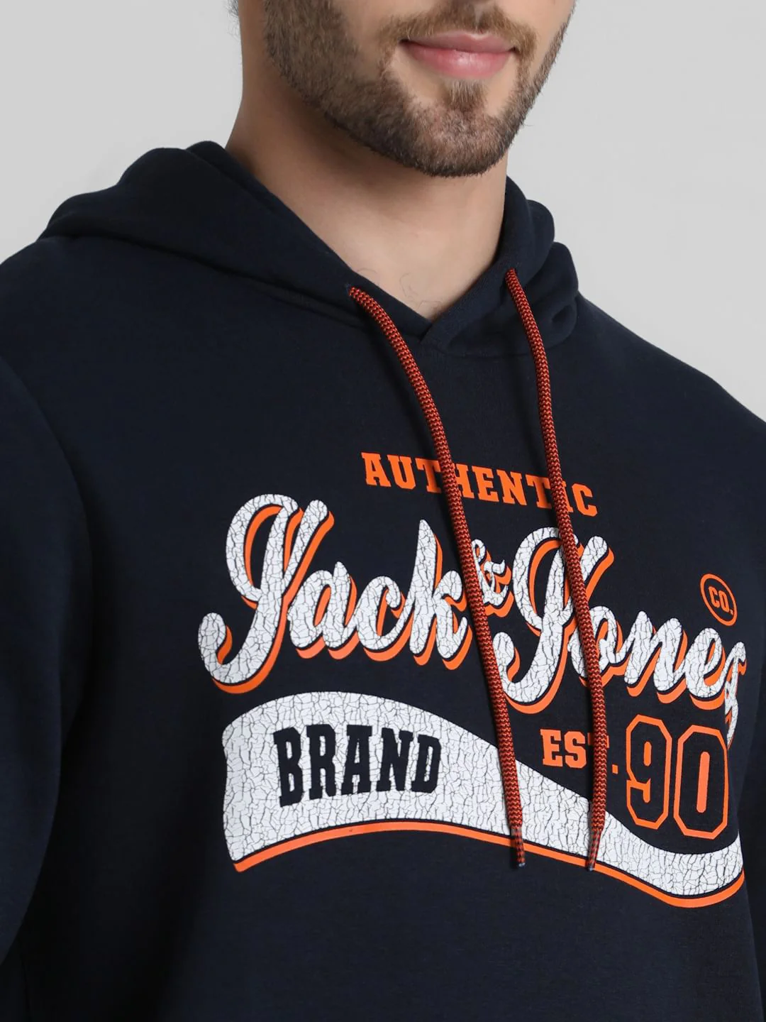Navy Logo Print Hooded Sweatshirt - Image 5
