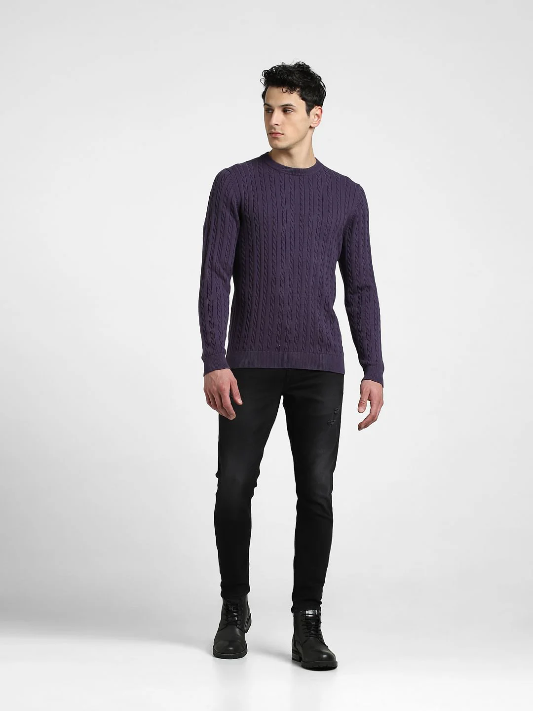 Dark Purple Knitted Sweater - Image 6