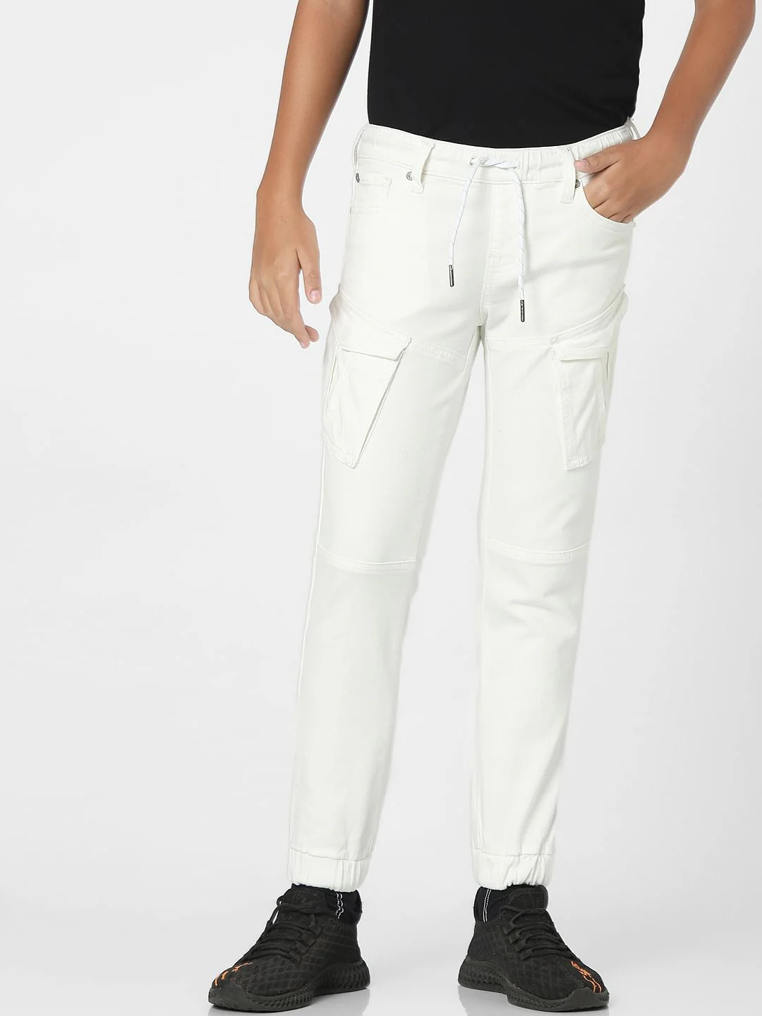 White Mid Rise Jogger Jeans - Image 2