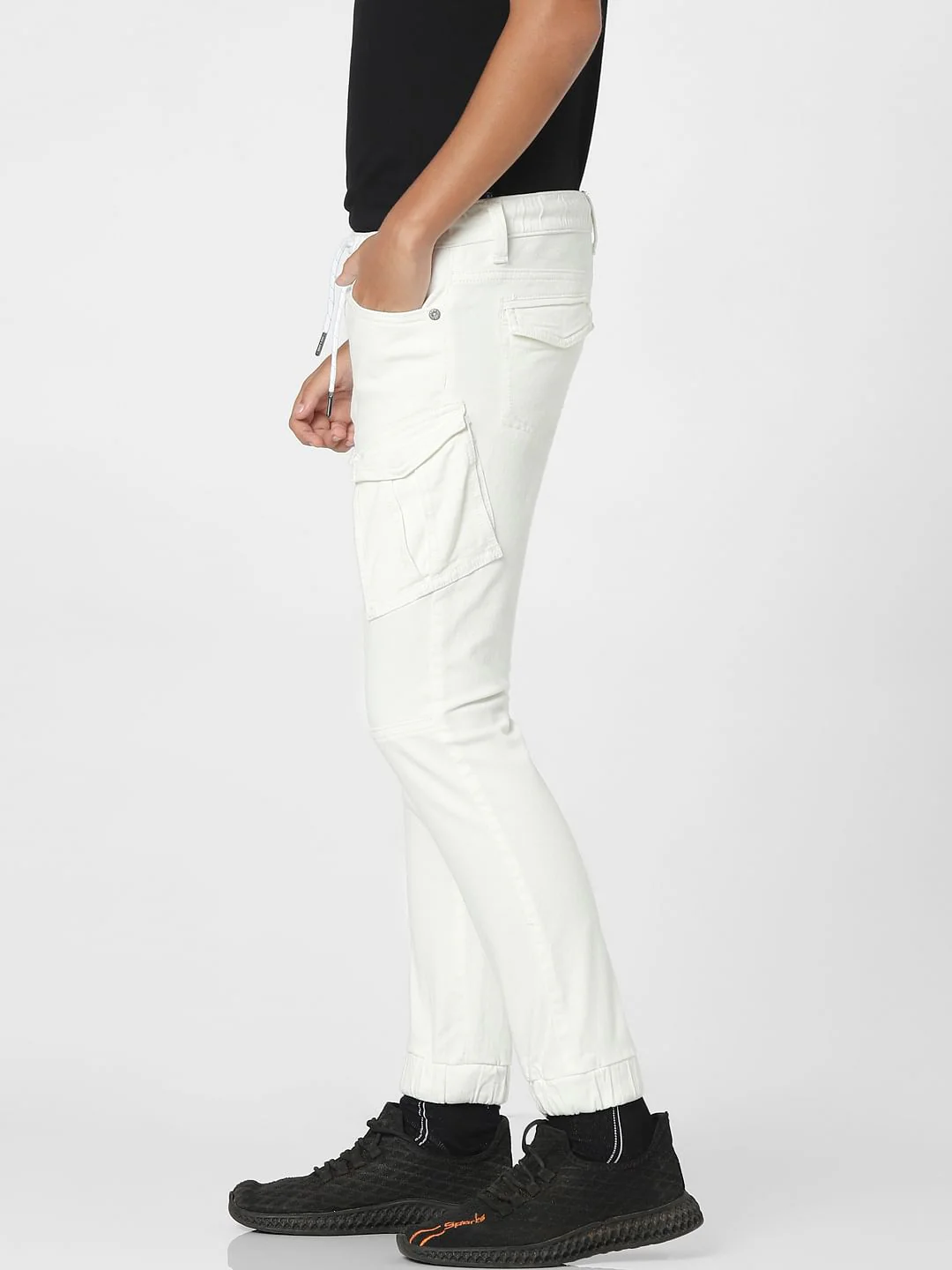 White Mid Rise Jogger Jeans - Image 3